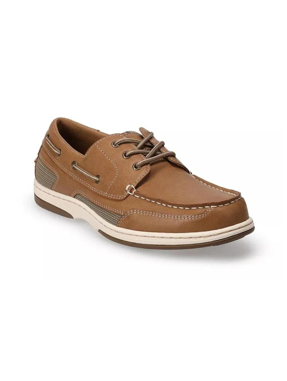 Mens Size 8 Boat Shoe Sonoma Ortholite Eco Casual Cushioned Brown Cognac Worn 1X